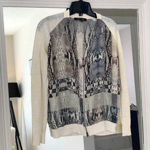 JUDITH & CHARLES Linen Snake Print Bomber Jacket